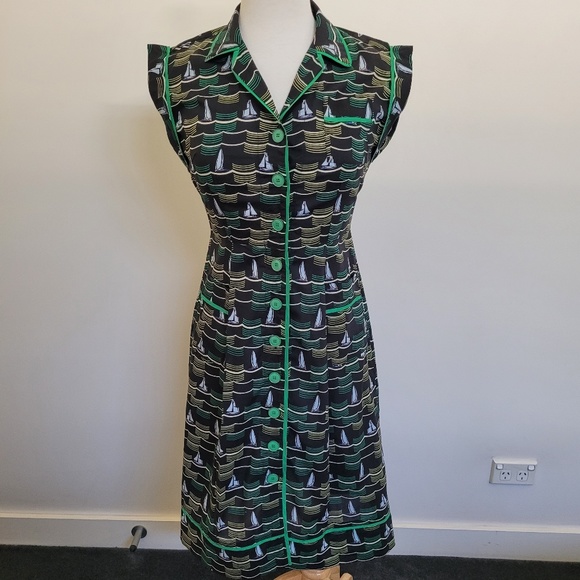 Anna Thomas Dresses & Skirts - Anna Thomas size 8 cotton boat print dress